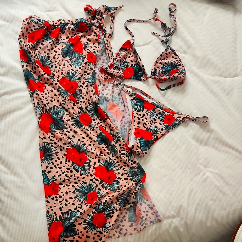 Floral Bikini Set with Cover-Up